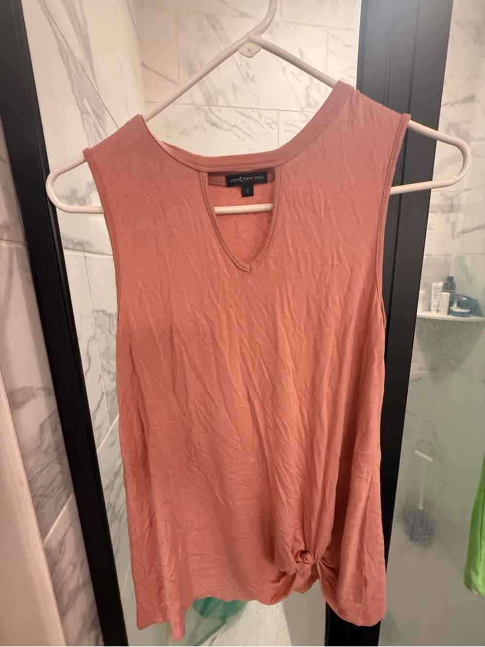 Knot-Hem Sleeveless Tank Top in Dusty Rose